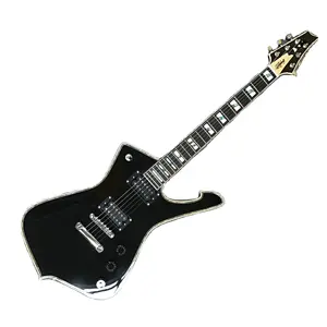 Ibn Brand Black Iceman Electric Guitar Solid Wood Body HH Chrome Bridge