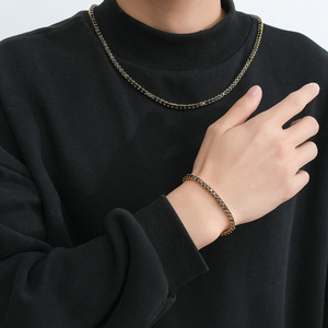 4mm Schwarze Zirkon-Tenniskette Silber Gold Kupfer Einreihige Hip-Hop-Halskette für Männer Rapper Mode-Schmuck Großhandel - Product Image 6