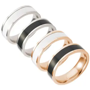 Yiwu DAICY Oil Drop Preto e Branco Casal Anéis anéis de aço titânio moda para mulheres homens novos produtos de tecnologia 2024
