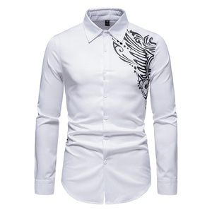 2023 nuova camicia stampata tatuaggio camicia da <span class=keywords><strong>uomo</strong></span> a maniche lunghe Casual moda europea e americana - Product Image 1