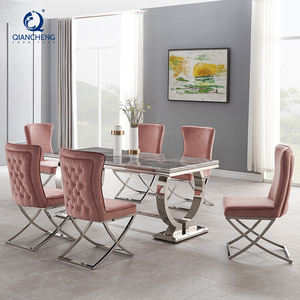 ชุดโต๊ะรับประทานอาหารทันสมัยสำหรับบ้าน <span class=keywords><strong>โต๊ะ</strong></span>รับประทานอาหาร<span class=keywords><strong>หินอ่อน</strong></span>สแตนเลส - Product Image 5