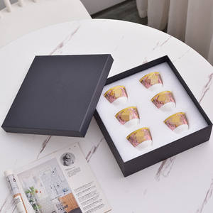 Service à thé de luxe en porcelaine fine V-Series avec soucoupe en céramique haut de gamme, écologique, capacité 50 ml, coffret cadeau, ensemble de café exquis - Product Image 2