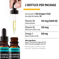 Vitamine D3 K2 Tropfen 5000iu Complément alimentaire en gouttes de vitamine D3 K2 biologique de marque privée