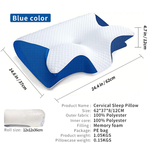 Cervical Sleep Pillow 62x37x12cm Memory <b>Foam</b> Neck Support Black Wedge <b>Shape</b> Modern Design - Product Image 6