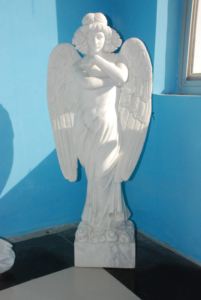 Décoration extérieure de jardin personnalisée Sculpture en <span class=keywords><strong>pierre</strong></span> grandeur nature Religieux en marbre blanc Statue de Saint <span class=keywords><strong>Gabriel</strong></span> Ange - Product Image 6