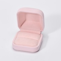 Boîte à bijoux en daim rose clair avec logo personnalisé, fermeture magnétique, forme carrée ou rectangulaire, doublure en velours doux, pour bagues, boucles d'oreilles, colliers, mariage