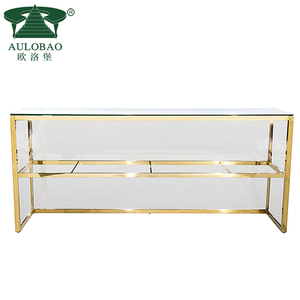 Stainless Steel Frame White PVC Bar Reception Counter <b>Table</b> Design - Product Image 6