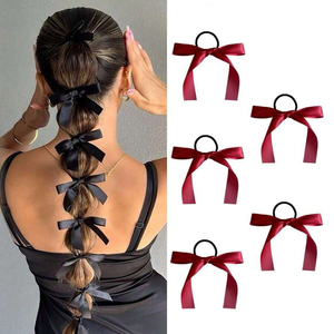 5 Pieces/Set Temperament Exquisite High Elasticity Multicolored Bowknot Hair Tie <b>Sweet</b> Vintage Women's Hair Ties Fashion Jewelry - Product Image 6