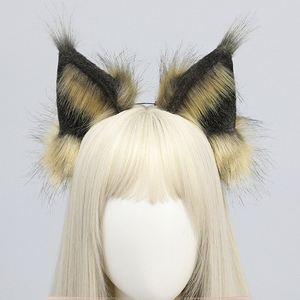 Fascia per capelli fatta a mano con orecchie di <span class=keywords><strong>lince</strong></span>, copricapo in pelliccia di bobcat selvatico per cosplay, feste di Halloween e costumi da animali - Product Image 1