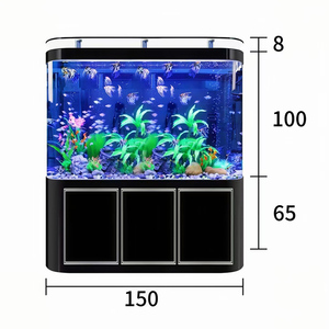 Stilvolles <span class=keywords><strong>Aquarium</strong></span> mit Doppelrundung an den Ecken, Umweltfreundliches Glas-<span class=keywords><strong>Aquarium</strong></span> für Zuhause, Büro und Wohnzimmer, Bodenständer für Salzwasser- und Süßwasser-Pflanzenbecken - Product Image 6
