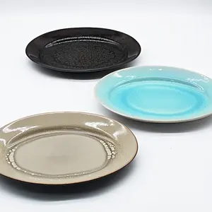 Glazed Home Sets Restaurant Plate Use Ceramic Round Lunch Rice Stoneware Dinner Plates