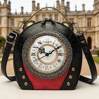 Sac à main rétro de style horloge en forme d'extraterrestre, avec fermeture éclair, doublure en polyester, design rond créatif pour femmes, modèle UK Niche