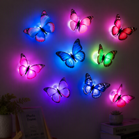 Autocollant mural en PVC en forme de papillon lumineux LED multicolore, 3D, lumineux, imperméable, décoration intérieure avec support adhésif