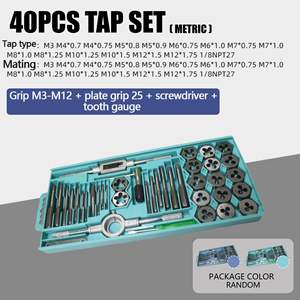 40-Piece Metric Tap and Die Set Titanium Coated Steel Hand Tap Wrench & Die Reel for <b>Thread</b> Tools - Product Image 5