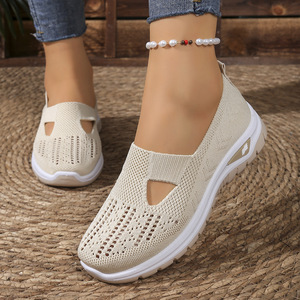 Zapatillas informales de verano para mujer, zapatillas deportivas antideslizantes transpirables con estilo para caminar, zapatos planos para correr para mujer - Product Image 4