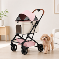 Carrito para Mascotas Resistente, Capacidad de 20 kg, Plegado con un Toque, Marco de Acero al Carbono, Tela Oxford, OEM ODM, Carrito Personalizado para Perros