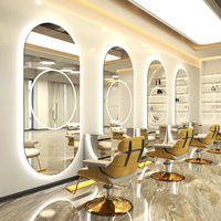 Miroir de salon doré de haute qualité avec éclairage LED, miroir mural pour salon de coiffure, station de coiffage pour salon de beauté