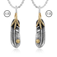 Style japonais et coréen antique aigle griffe plume hommes pendentif ethnique couple chandail chaîne accessoires féminins SP558-9