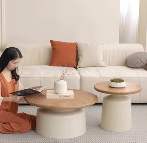 Nuovo <span class=keywords><strong>Tavolino</strong></span> da Caffè Rotondo Moderno Minimalista Stile Crema: <span class=keywords><strong>Tavolino</strong></span> Laterale Piccolo e <span class=keywords><strong>Salvaspazio</strong></span> Mobile per Soggiorno - Product Image 1