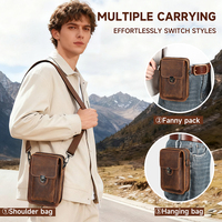 Sac banane en cuir véritable Crazy Horse MARRANT, sacoche de ceinture pour téléphone portable, petit sac bandoulière, sac banane en cuir pour homme