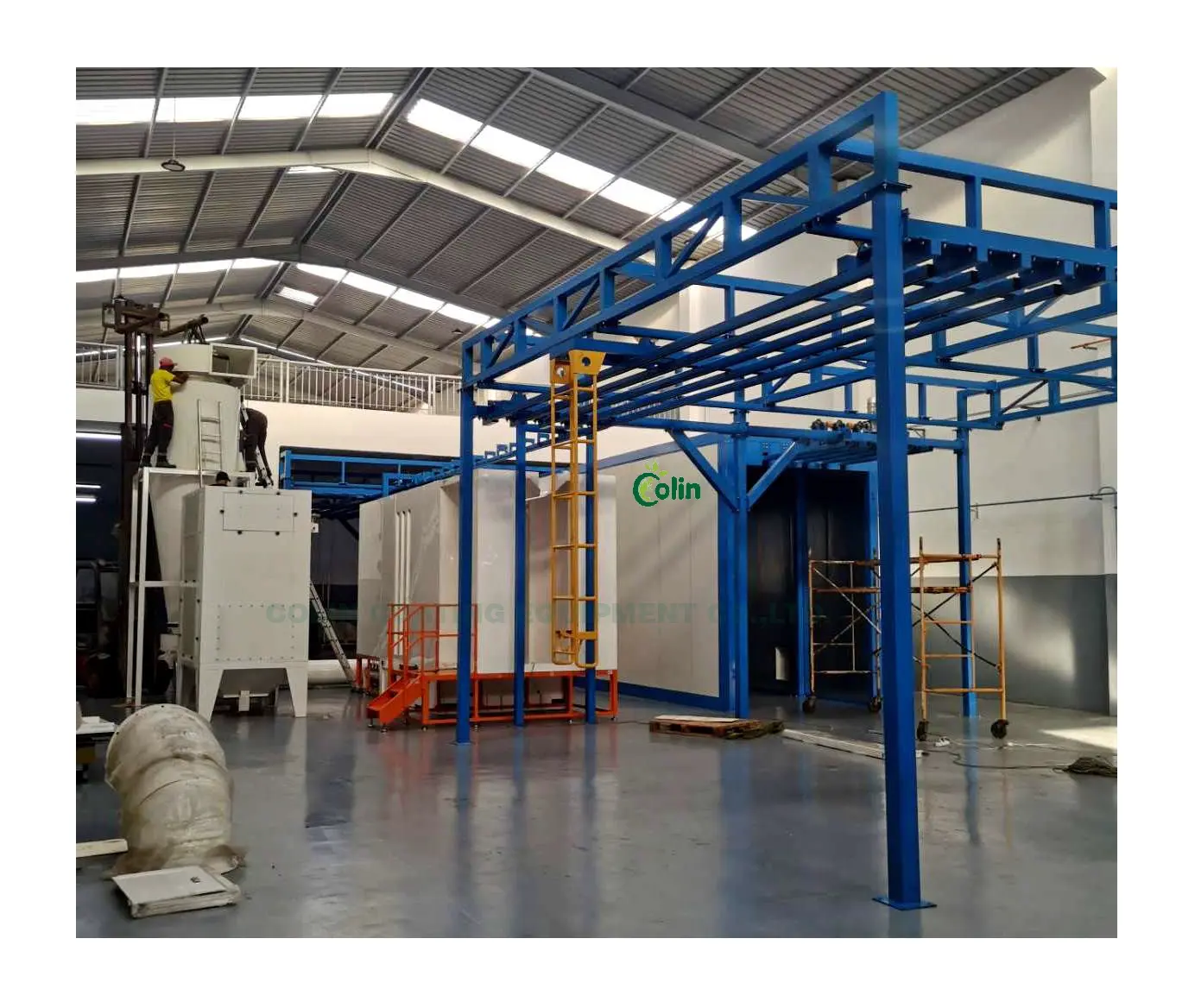 Full Automatic Powder Coating Line for Spray Painting Metal Furniture With Gas Oven And Reciprocator Machine