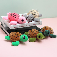 Vente en gros de jouets en peluche tortue de mer super doux et colorés, rembourrés en coton PP, accessoires de porte-clés pour sacs de femmes