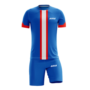 Uniforme de entrenamiento de fútbol personalizado por sublimación, Conjunto de Jersey de fútbol de manga corta con cuello redondo - Product Image 1