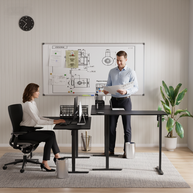 L Shape Standing Desk Electric Height Adjustable L Shaped Corner Office Desk Triple Motor Workstation Computer Table