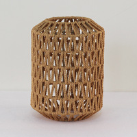 Abat-jour en corde de papier tissé à la main avec un design rustique, finition de couleur personnalisée, forme ronde pour lampes de table/de sol
