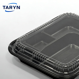 Boîte à lunch bento à emporter avec 5 compartiments, emballage alimentaire en plastique jetable avec couvercle transparent - Product Image 3