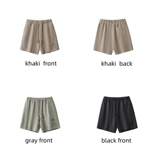 Shorts décontractés pour hommes en coton pur épais 380G, délavés et déchirés - Product Image 2