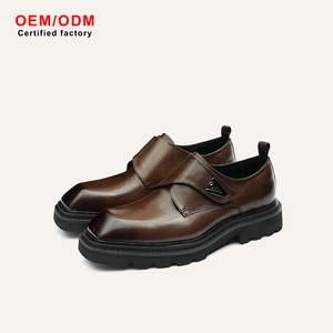 Mocassins pour hommes en cuir véritable, à bout carré, personnalisés OEM, pour affaires, avec semelle extérieure en caoutchouc amortie, chaussures habillées de bureau et de carrière - Product Image 2