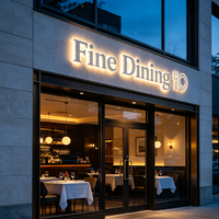 Letrero LED 3D de Lujo con Retroiluminación para Restaurantes de Alta Gama, Letras de Canal con Halo Personalizadas, Letrero con Logotipo de Primera Calidad para Tiendas y Restaurantes