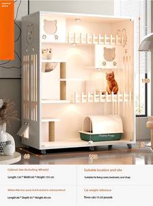 Villa di Lusso per Gatti da Esterno in Legno Ecologico e Vetro con Ampio Spazio, Resistente all'Umidità, Motivo a Tinta Unita e Tiragraffi - Product Image 2