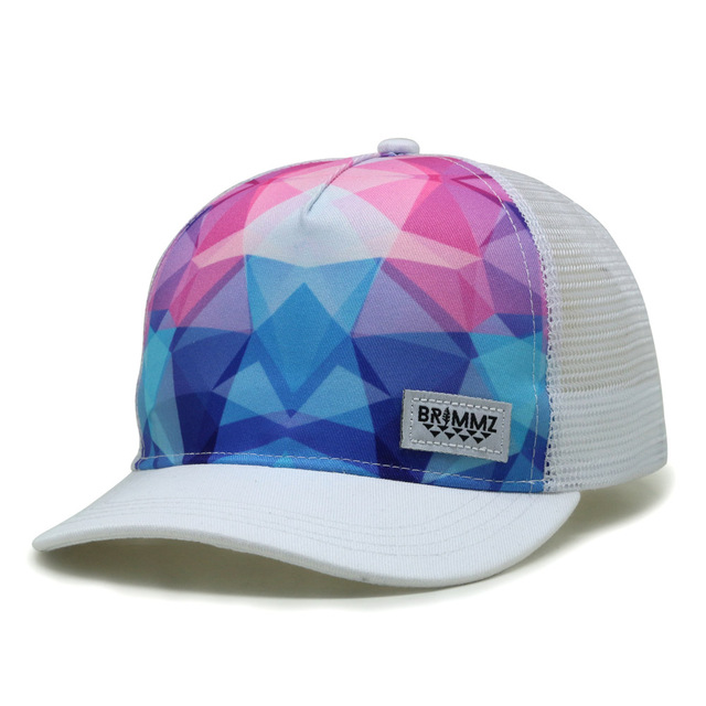 High Quality Polyester Custom Woven Patch logo Trucker Cap Printed Sublimation 5 Panel Mesh Hat