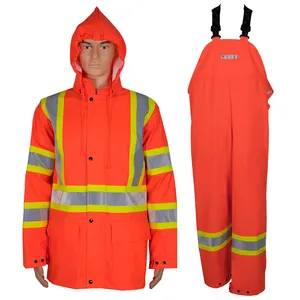 Hi Vis pakaian kerja pria, konstruksi tahan air dan pelindung seragam poliester tahan api reflektif dan pakaian kerja musim dingin