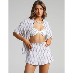 Ensemble de pyjama floral pour femmes, chemise à manches courtes boutonnée, shorts en tissu Oxford respirant, vêtements décontractés pour le printemps et l'été - Product Image 2