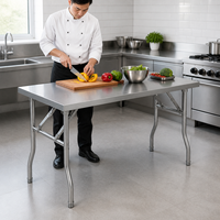 Plan de travail pliable en acier inoxydable robuste, gain de place, table de préparation pour la restauration et la cuisine