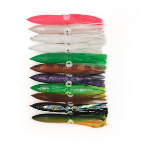 Meilleure vente, leurre de pêche en caoutchouc de 9 pouces, grande lueur dans <span class=keywords><strong>le</strong></span> noir, à la traîne, calmar, poulpe, jupes de remplacement, souple - Product Image 3