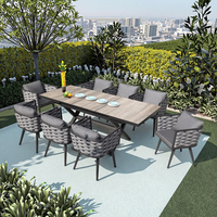 Ensemble de salle à manger d'extérieur moderne en aluminium de 9 pièces corde de table extensible en céramique pour salon/cour mobilier d'extérieur d'usine