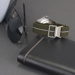男性用時計バンド,カスタム20mm 22mm生地パラシュートナイロン弾性手首キャンバス - Product Image 3