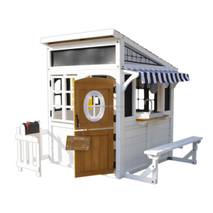 Casa de juegos de madera de color blanco para niños, para jugar en el patio trasero, jardín o parque. - Product Image 3