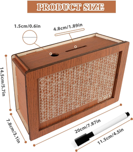 JUNJI Personalized and Self-assembling Wooden Piggy Bank Wooden Money Saving <strong>Box</strong> Countable Piggy Banks <strong>Brown</strong> <strong>Storage</strong> <strong>Box</strong> - Product Image 2