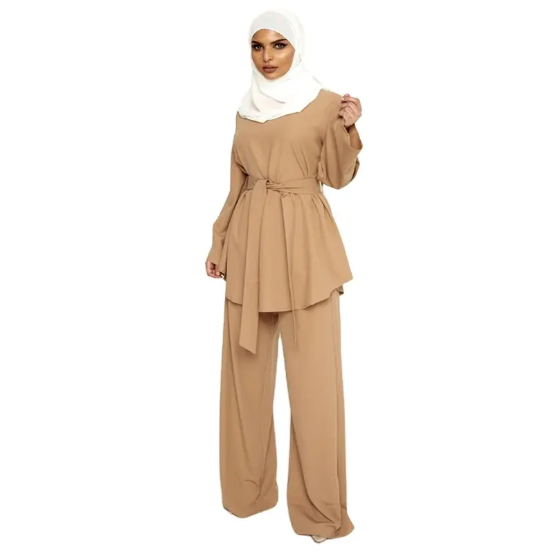 Nuevo producto Eid Abayas mujeres Turquía musulmanes vestido de dos piezas árabe marroquí Dubai Abaya conjunto