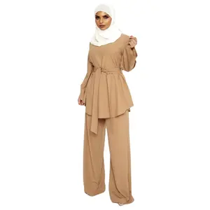 New Product Eid Abayas Women Turkey Muslims Dress 2 Piece Arabic Moroccan Dubai Abaya Set