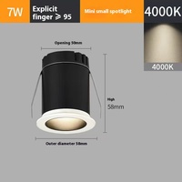 24 degrés 3W 5 Watt 7W 9W Spot lumineux encastré au plafond à LED, anti-éblouissement profond