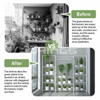 Support à plantes en métal à plusieurs niveaux avec étagères en fil métallique réglables et rail de suspension pour le rangement des pots de fleurs dans les jardins intérieurs et les balcons