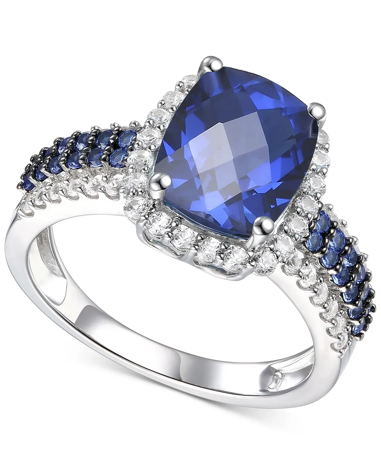 Joias finas anel prata 925, azul safira anel de noivado