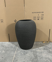 Rétro Zen Noir Grand Vase Poterie Grossière Pot Table Top Décoration Japonais Fleurs Pot Arrangement De Fleurs Sèches Wazon Home Decor