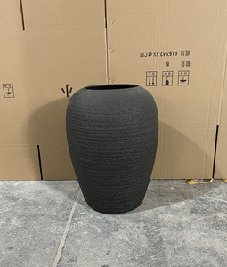 Retro Zen Black Large Vase Coarse Pottery Jar Table Top Decoration Japanese Flowers Pot Dry Flower Arrangement <strong>Wazon</strong> Home Decor - Product Image 2